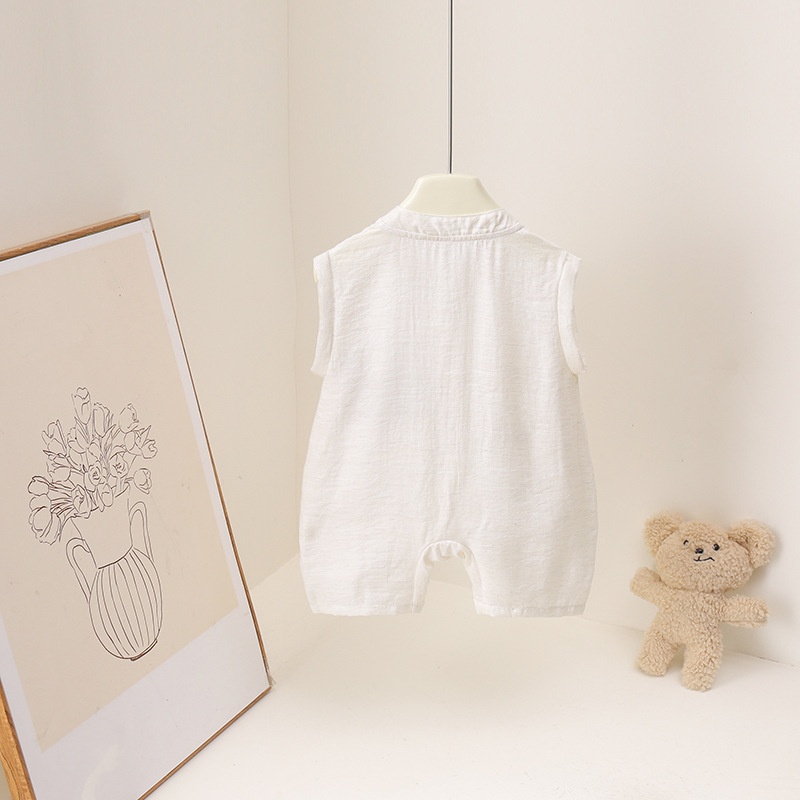 2026年夏 カートゥーンベアープリント 3ヶ月～3歳 ベビ - Baby Summer Linen Sleeveless Jumpsuit のレビューと価格