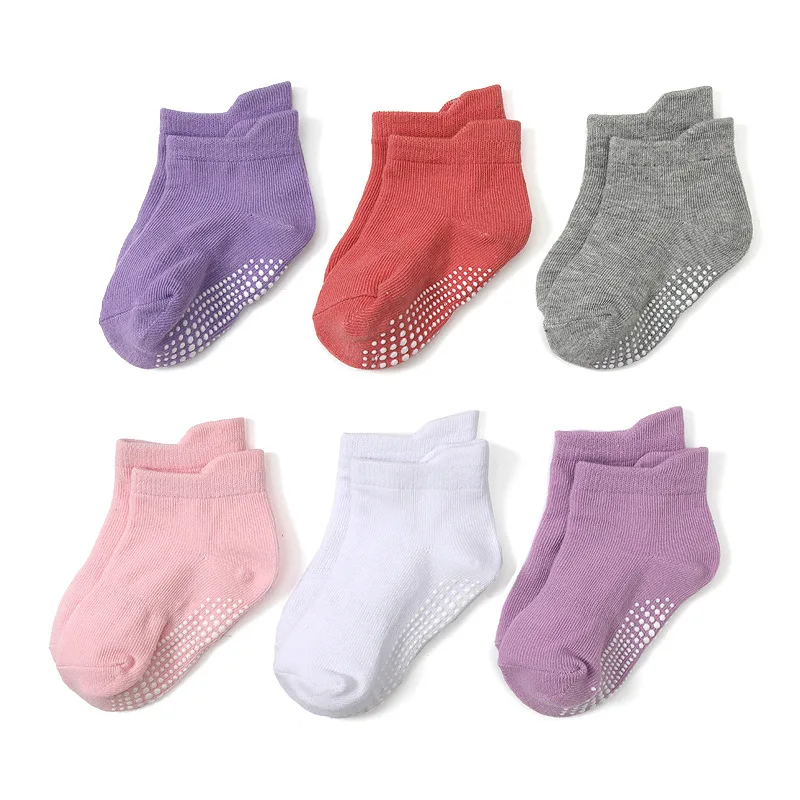 6足組ベビーフロアソックス ストライプ柄 通気性のあるコット - Unisex Baby Socks Non Slip のレビューと価格