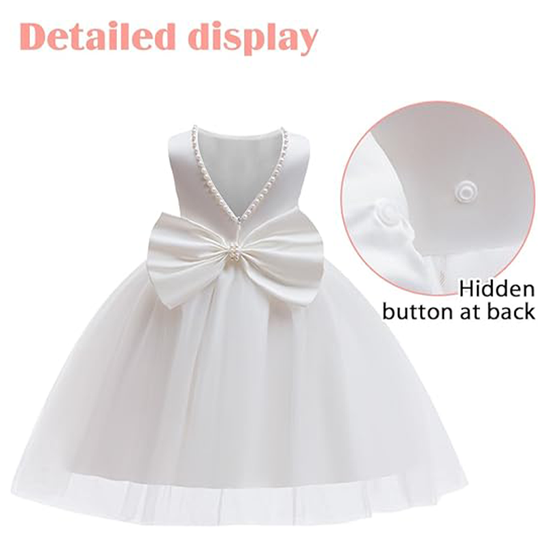女の子のエレガントな白い聖体拝領パーティー用ドレス、幼児・子 - Toddler Girl Tulle Party Dress のレビューと価格