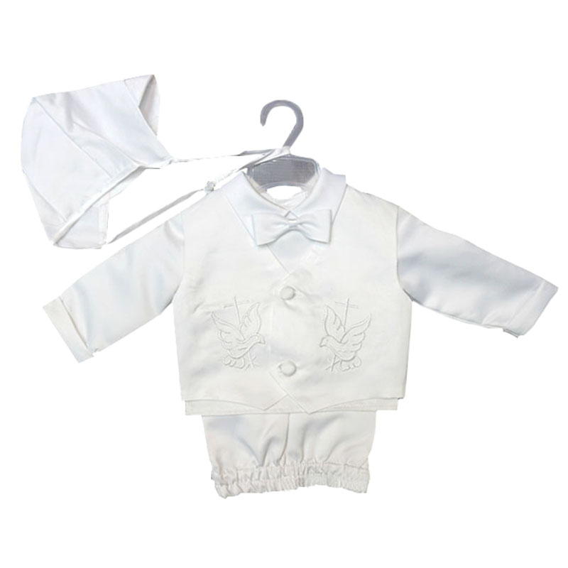 蝶ネクタイ付きの白い男の子のスーツ,赤ちゃんの洗礼服,洗礼ド - Baby Boy Suit Set Baptism のレビューと価格