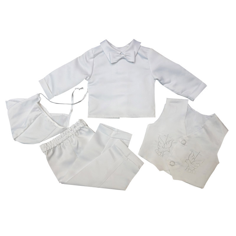 蝶ネクタイ付きの白い男の子のスーツ,赤ちゃんの洗礼服,洗礼ド - Baby Boy Suit Set Baptism のレビューと価格