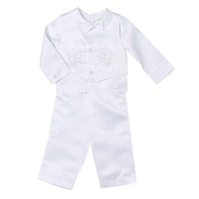 蝶ネクタイ付きの白い男の子のスーツ,赤ちゃんの洗礼服,洗礼ド - Baby Boy Suit Set Baptism のレビューと価格