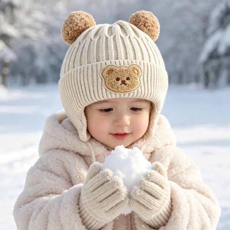 1-10個入り ベビーベア耳付きニットビーニーハット 柔らか - Infant Beanie Hat With Ears のレビューと価格