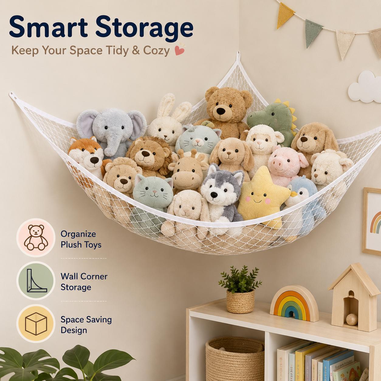 メッシュおもちゃ収納ハンモック 吊り下げ式ぬいぐるみオーガナ - Nursery のレビューと価格