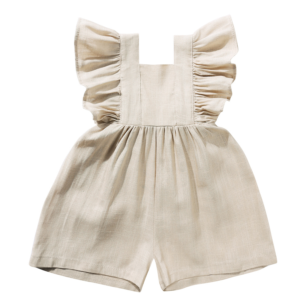 夏用ベビー服 ユニセックス 女の子用ロンパース リネン カジ - Baby Summer Linen Sleeveless Jumpsuit のレビューと価格