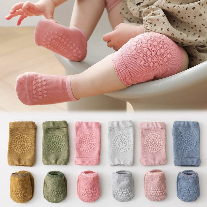 3セットのベビーソックスと膝パッド、無地、滑り止め付き、男の - Unisex Baby Socks Non Slip のレビューと価格