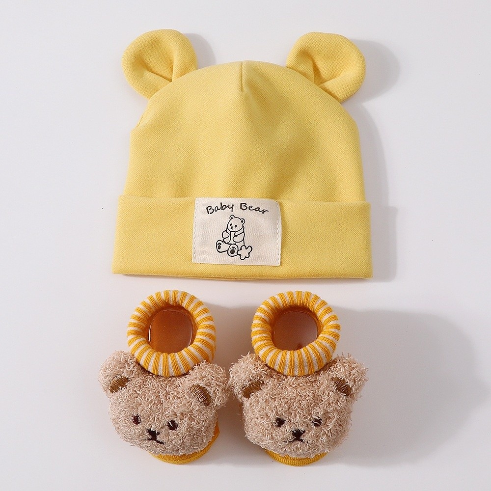 2点セット：綿製ベビーハットと靴下。暖かく通気性に優れたベビ - Infant Beanie Hat With Ears のレビューと価格