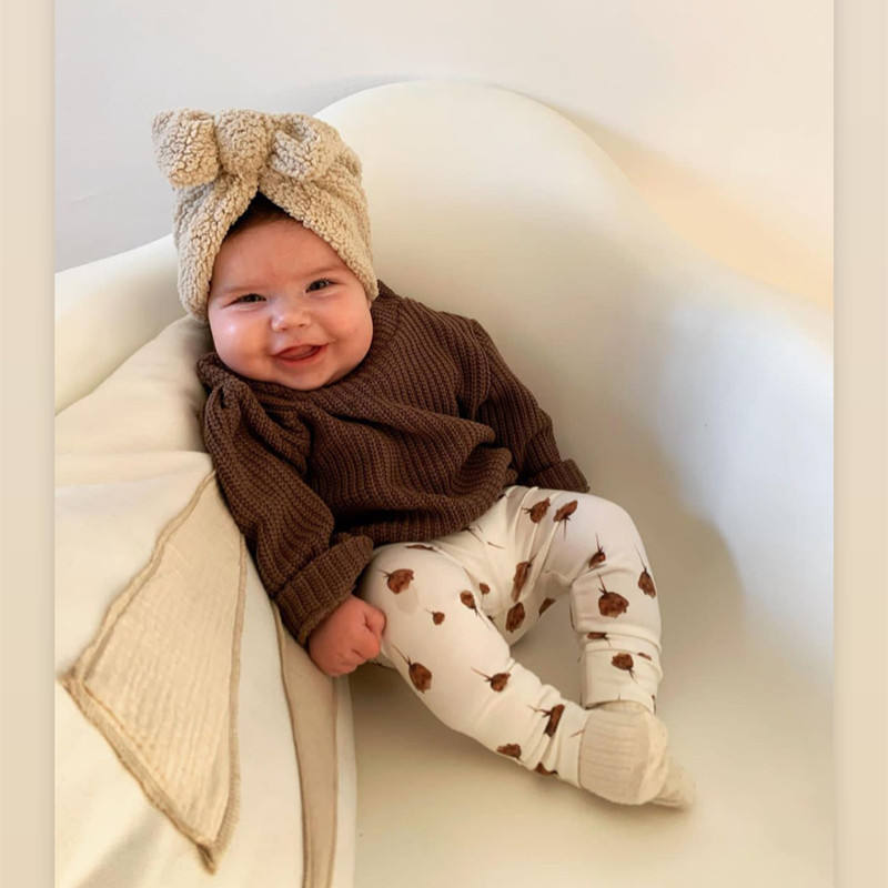 かわいい新生児用ノットターバンボウ生地厚手耳あて付き幼児用イ - Infant Beanie Hat With Ears のレビューと価格