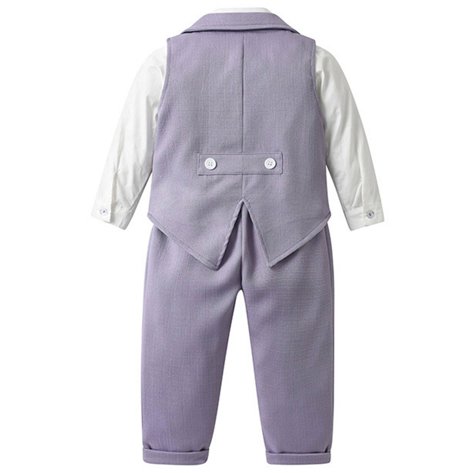 男の赤ちゃん紳士スーツ洗礼洗礼衣装幼児服長袖トップベストパン - Baby Boy Suit Set Baptism のレビューと価格