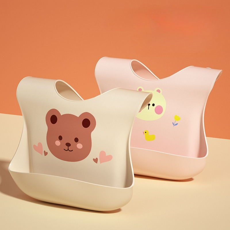防水ベビービブソフトシリコンスカーフかわいい漫画クマプリント - Waterproof Baby Bibs Silicone のレビューと価格