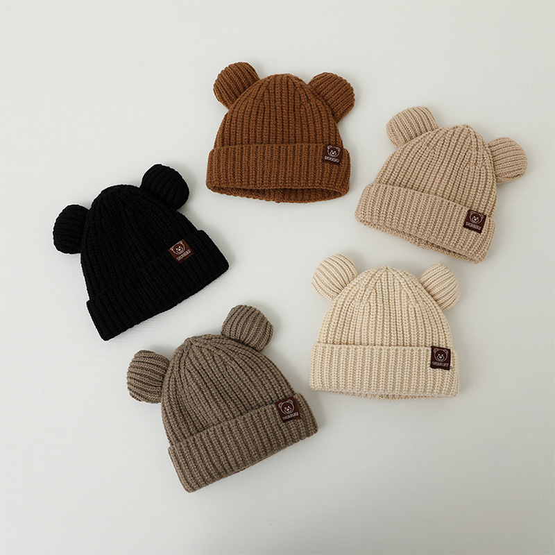 クマの赤ちゃん冬用帽子漫画の耳付き暖かいニットキッズハット女 - Infant Beanie Hat With Ears のレビューと価格