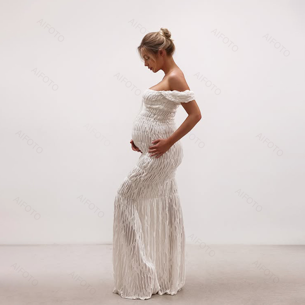 マタニティドレス写真スタジオ妊娠ドレスエレガントなプリーツマ - Maternity Wear のレビューと価格