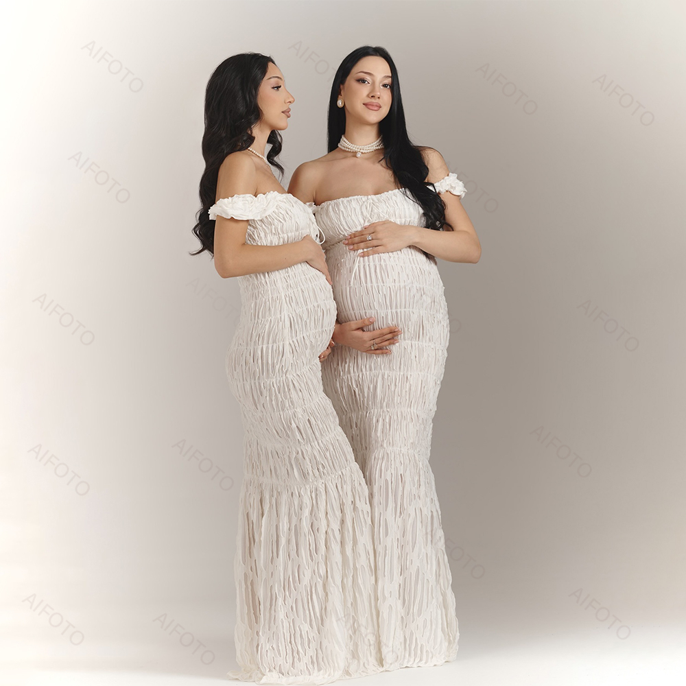 マタニティドレス写真スタジオ妊娠ドレスエレガントなプリーツマ - Maternity Wear のレビューと価格