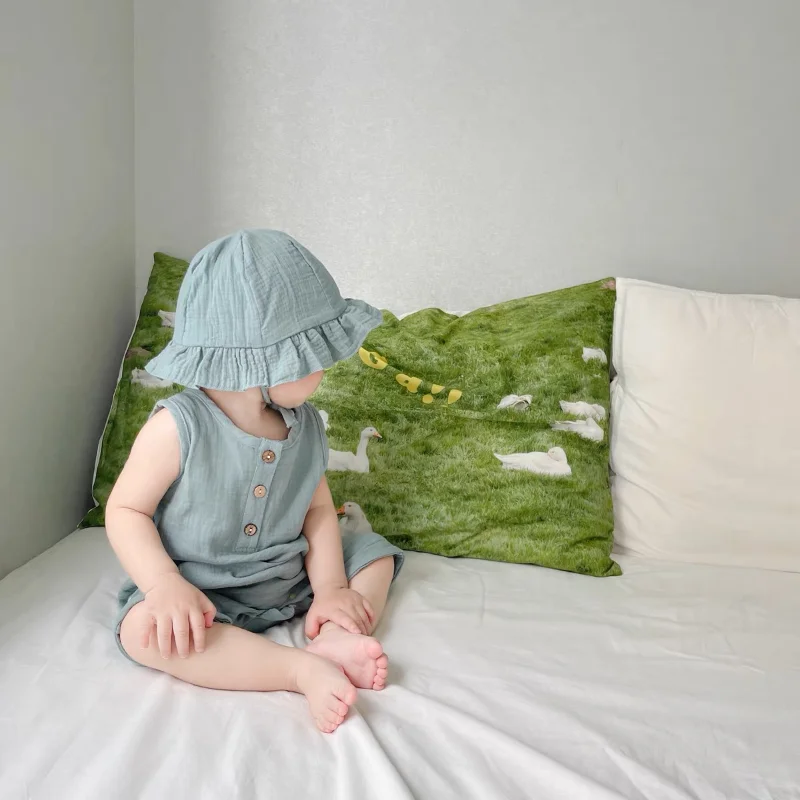 ベビーコットンノースリーブロンパーススーツ、帽子付き新生児ロ - Baby Summer Linen Sleeveless Jumpsuit のレビューと価格
