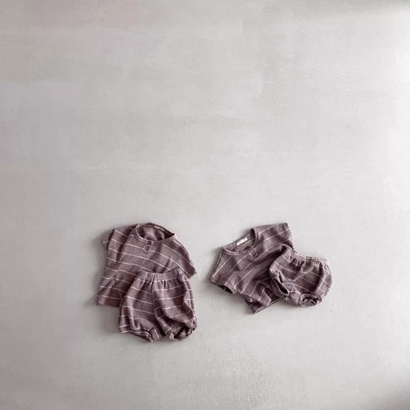 新しい子供半袖スーツストライプガールズボーイズセット夏トップ - Baby Boy Suit Set Baptism のレビューと価格