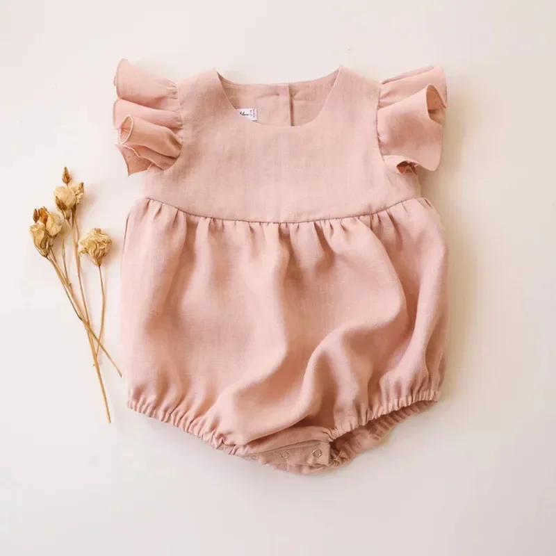 新生児用コットンとリネンのジャンプスーツ,0〜24m,夏のロ - Baby Summer Linen Sleeveless Jumpsuit のレビューと価格