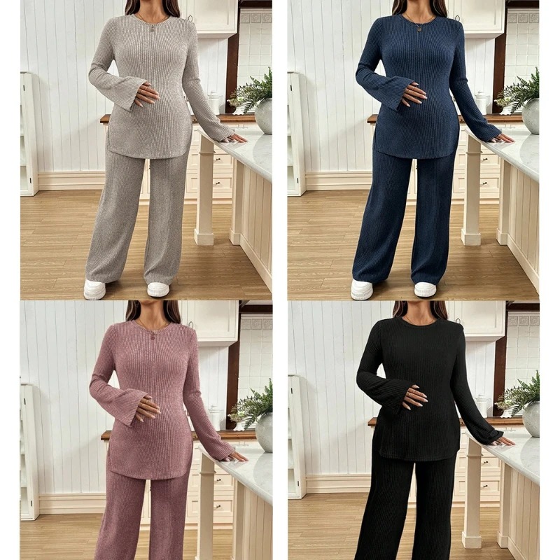 ニットマタニティスーツ ホーンロングスリーブスリットトップ  - Maternity Wear のレビューと価格
