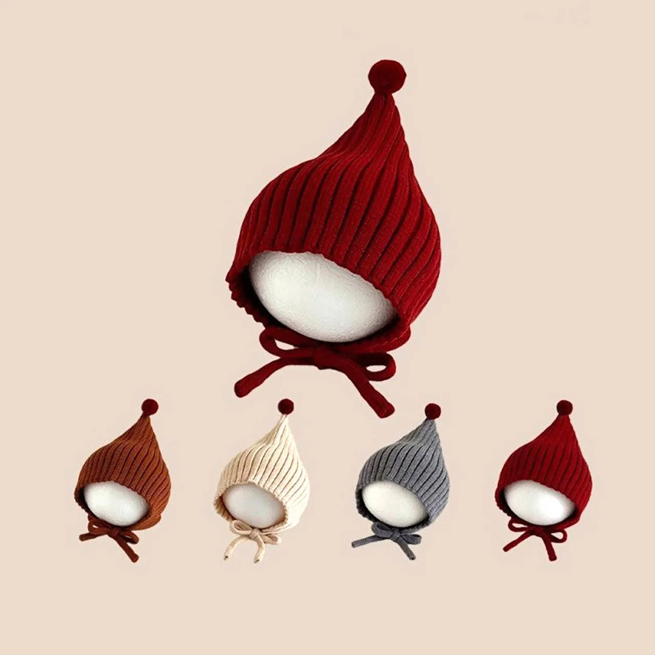 冬のベビーニット帽子かわいい無地幼児ひもビーニーキャップ子供 - Infant Beanie Hat With Ears のレビューと価格