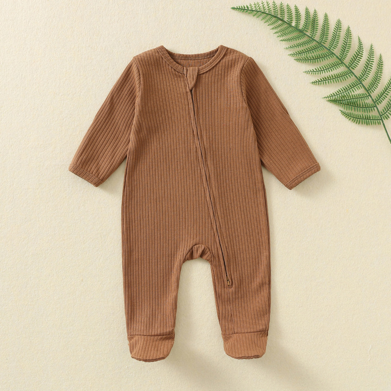 ベビーロンパース秋と冬のベビークライミング服長袖ジッパークラ - Cotton Baby Onesies Zipper のレビューと価格