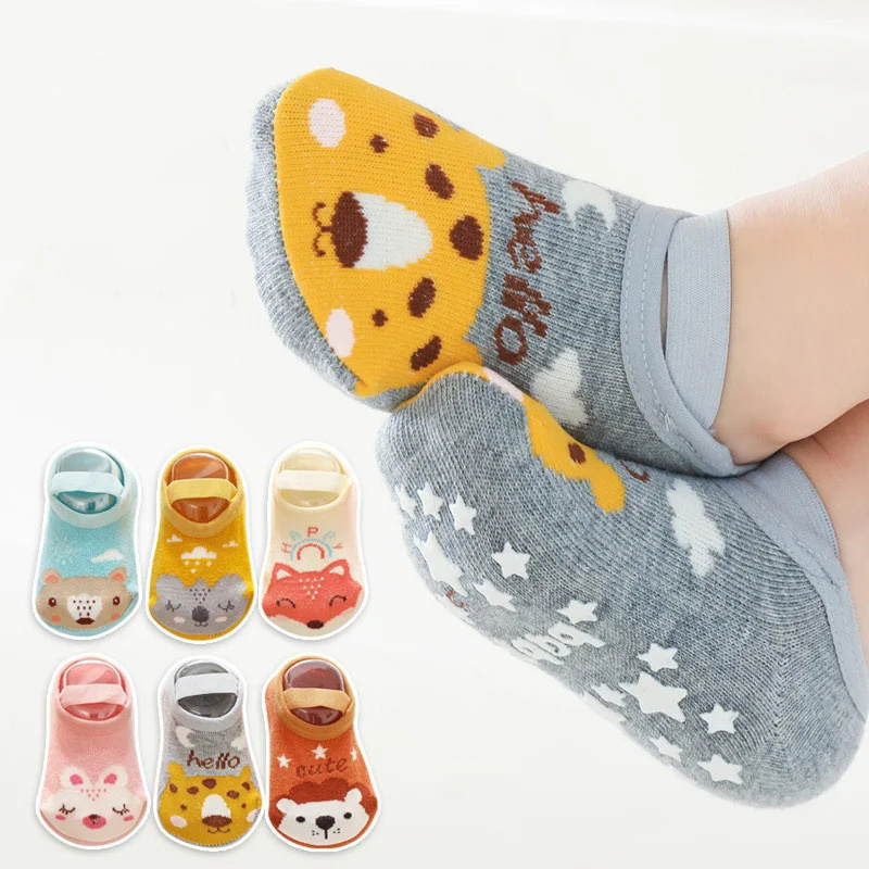 0-3 年新生児女の子男の子靴下ノンスリップ綿漫画プリント子 - Unisex Baby Socks Non Slip のレビューと価格