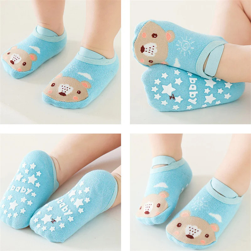 0-3 年新生児女の子男の子靴下ノンスリップ綿漫画プリント子 - Unisex Baby Socks Non Slip のレビューと価格