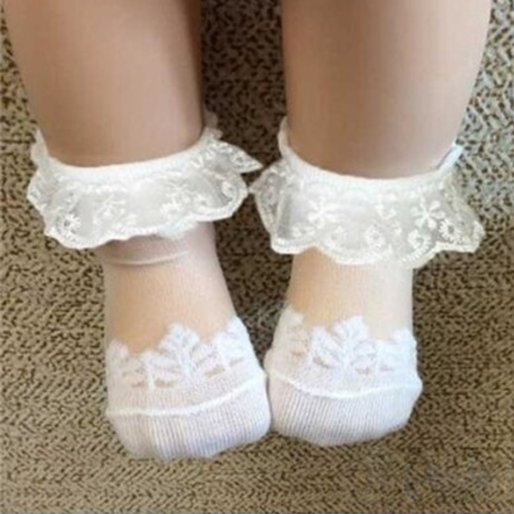 かわいいレース花柄ネットベビーソックス綿ノンスリップソール新 - Unisex Baby Socks Non Slip のレビューと価格
