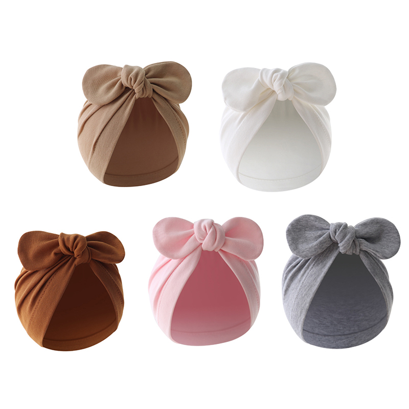 バニーの耳が付いた柔らかい綿のターバン帽子、かわいい幼児のビ - Infant Beanie Hat With Ears のレビューと価格