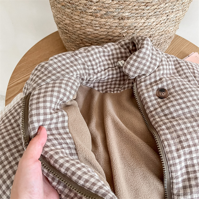 キッズギンガムチェックキルトジャケット、フリース裏地付き、厚 - Toddler Boy Winter Fleece Jacket のレビューと価格