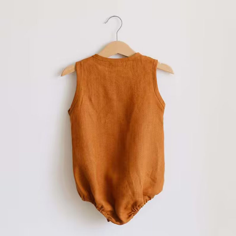 新生児男の子リネンコットンロンパースソフト通気性ノースリーブ - Baby Summer Linen Sleeveless Jumpsuit のレビューと価格