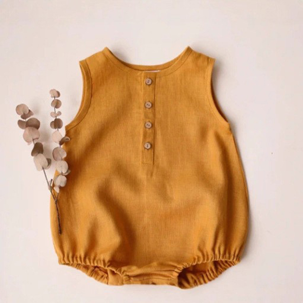 新生児男の子リネンコットンロンパースソフト通気性ノースリーブ - Baby Summer Linen Sleeveless Jumpsuit のレビューと価格