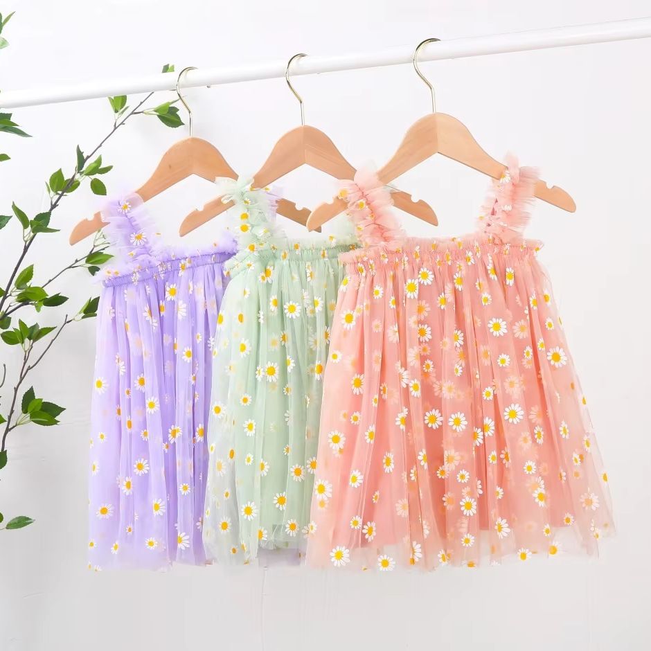 幼児用チュールドレス女の赤ちゃん用デイジーの花メッシュチュチ - Toddler Girl Tulle Party Dress のレビューと価格