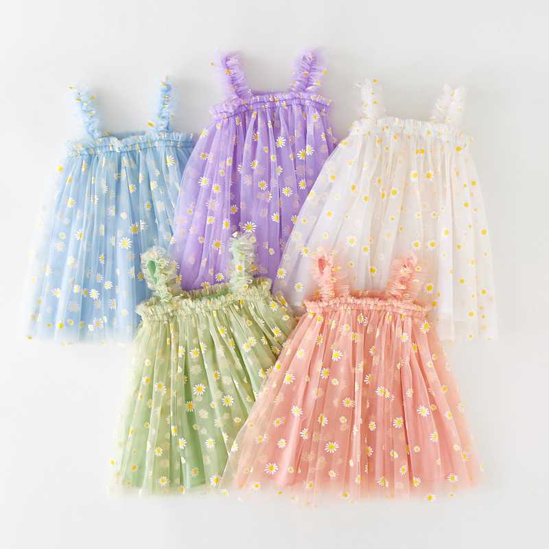 幼児用チュールドレス女の赤ちゃん用デイジーの花メッシュチュチ - Toddler Girl Tulle Party Dress のレビューと価格