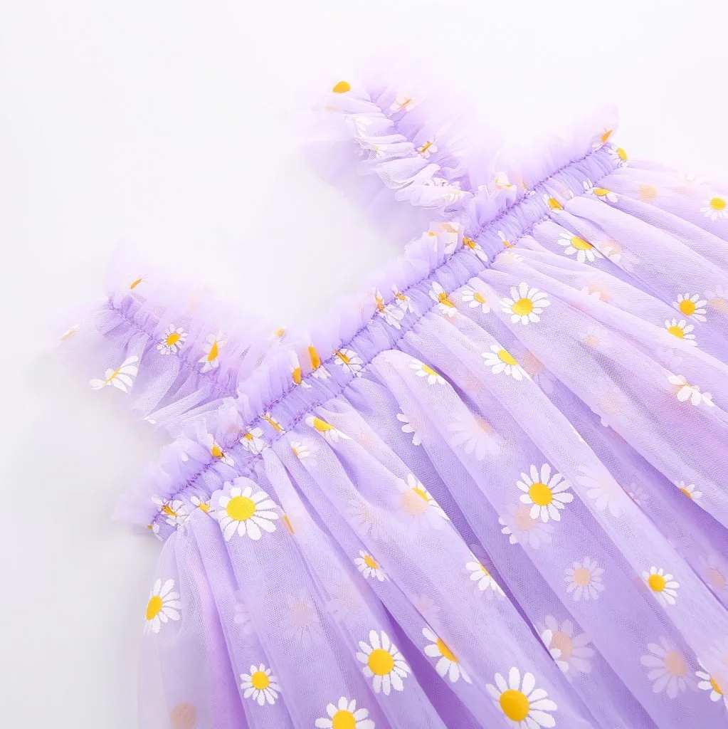 幼児用チュールドレス女の赤ちゃん用デイジーの花メッシュチュチ - Toddler Girl Tulle Party Dress のレビューと価格