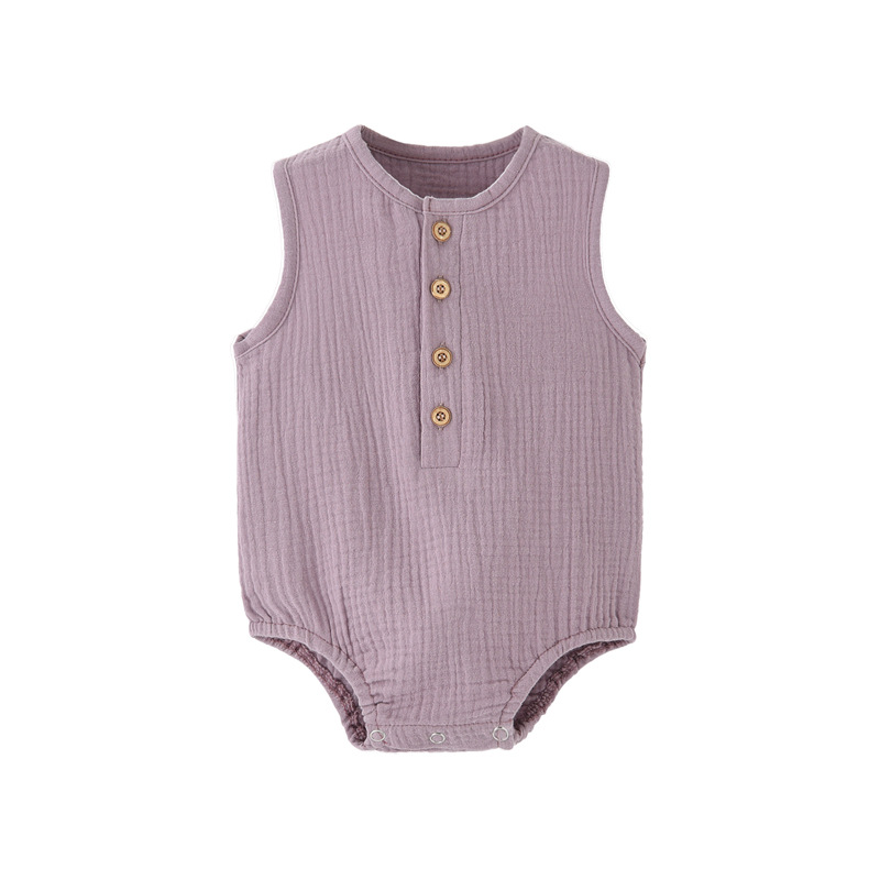 夏用、無地、新生児用、100％コットンリネン素材のベビー服、 - Baby Summer Linen Sleeveless Jumpsuit のレビューと価格