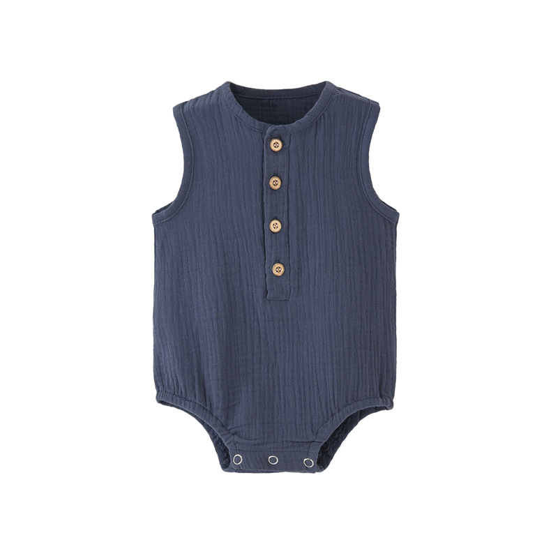 夏用、無地、新生児用、100％コットンリネン素材のベビー服、 - Baby Summer Linen Sleeveless Jumpsuit のレビューと価格