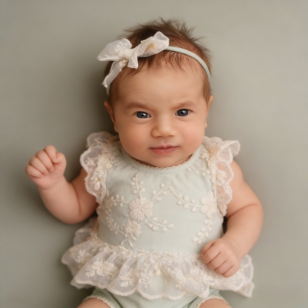 気まぐれな新生児女の子用パステルグリーンレースフリルロンパー - Newborn Baby Girl Romper Floral のレビューと価格