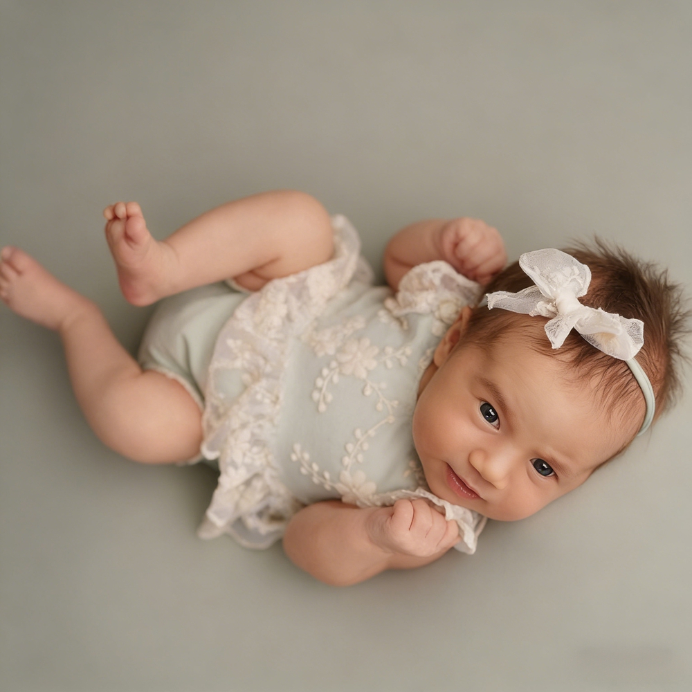 気まぐれな新生児女の子用パステルグリーンレースフリルロンパー - Newborn Baby Girl Romper Floral のレビューと価格