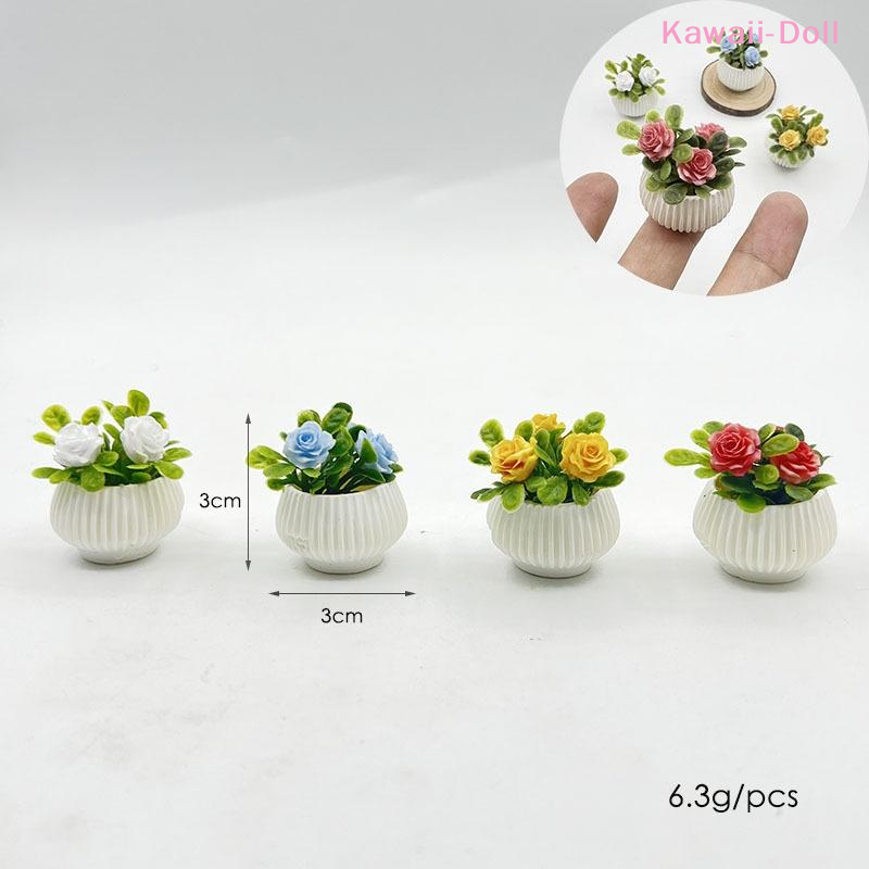 1 個ミニチュアミニバラ植物鉢植え植物モデルドールハウスシー - Diapering のレビューと価格