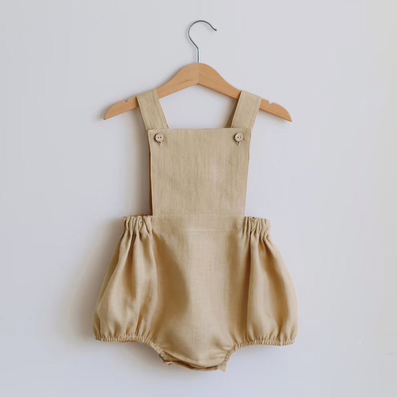新生児用ノースリーブジャンプスーツ,0〜2歳の女の子用のロン - Baby Summer Linen Sleeveless Jumpsuit のレビューと価格